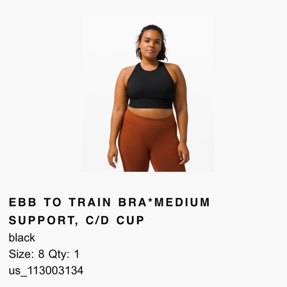 Lululemon Black Size 8 Sports Bra - Picture 2 of 3